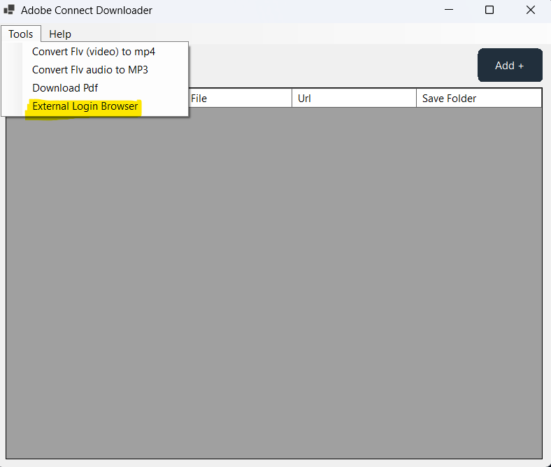 منوی Tools و انتخاب External Login